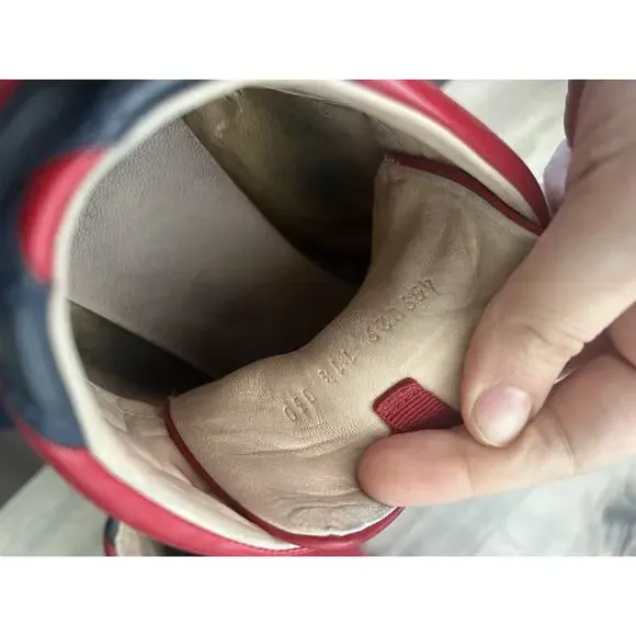 GUCCI BAMBI GUCCISSIMA EMBOSSED Red LEATHER HIGH TOP SNEAKERS uk 11.5 US 12 - Picture 4 of 12